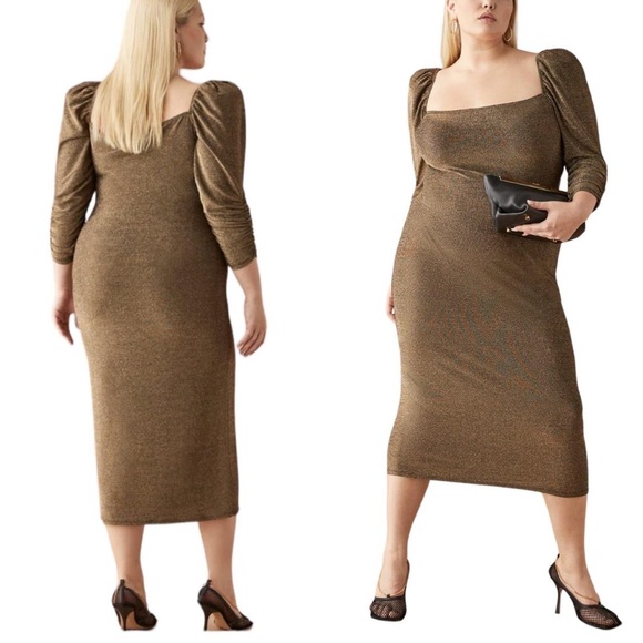 Reformation BRONZE Rahm Dress NWOT - Picture 3 of 15